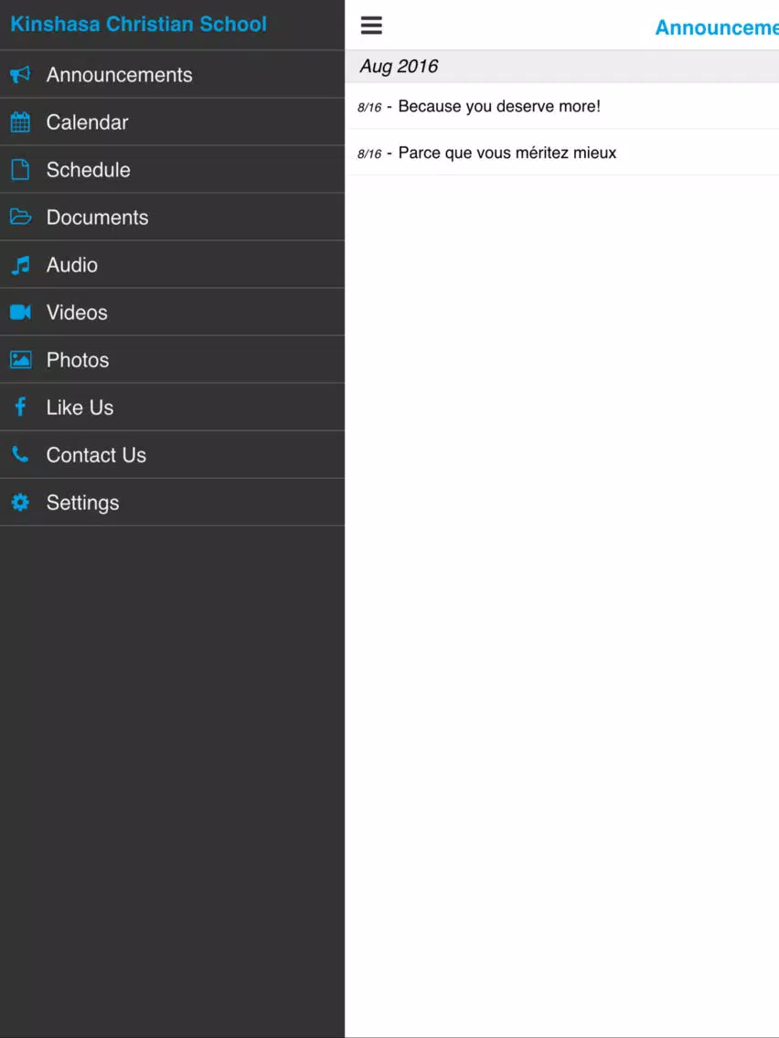 Kinshasa Christian School iPad Screenshots