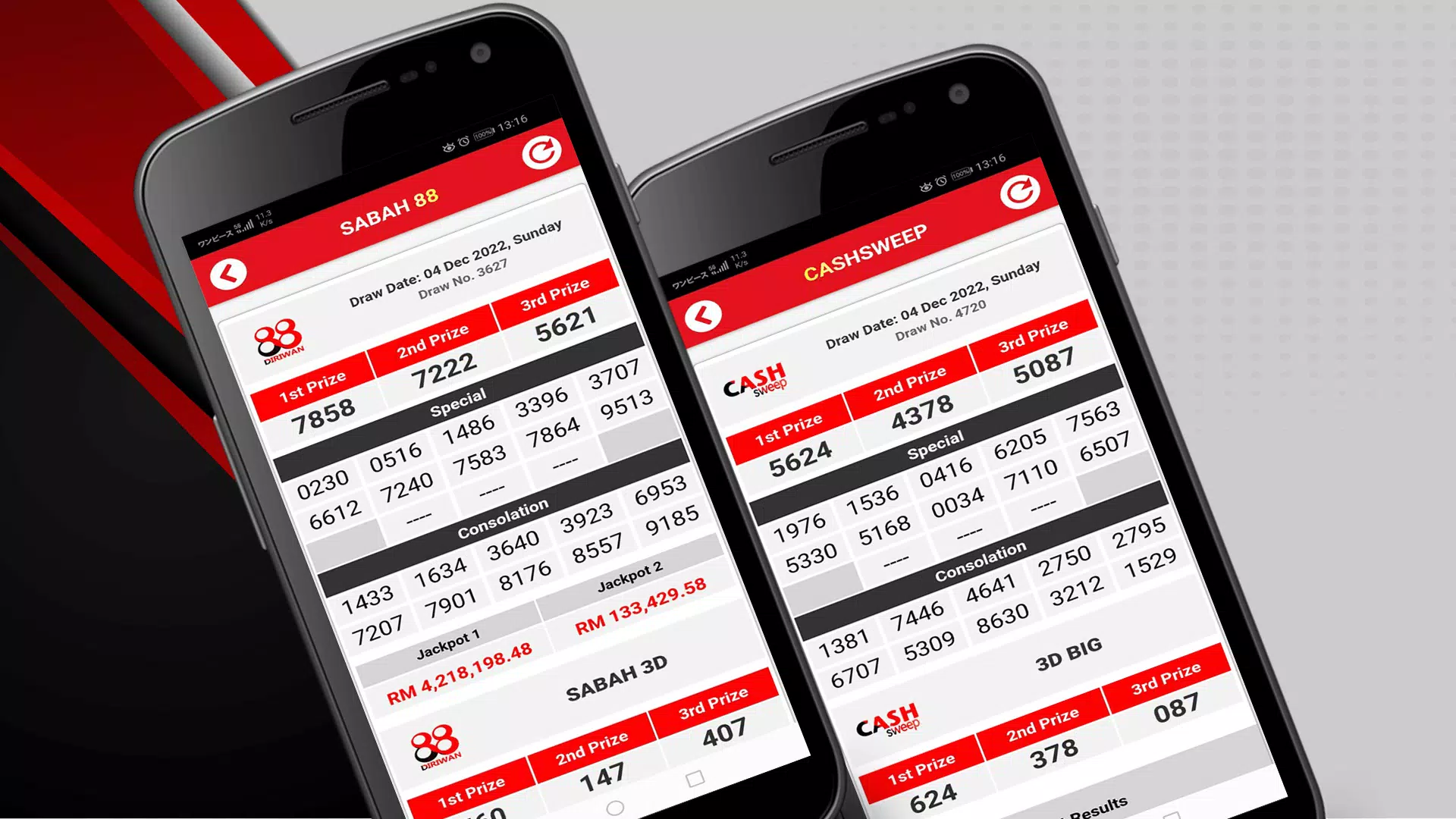 Live 4D Results Screenshots