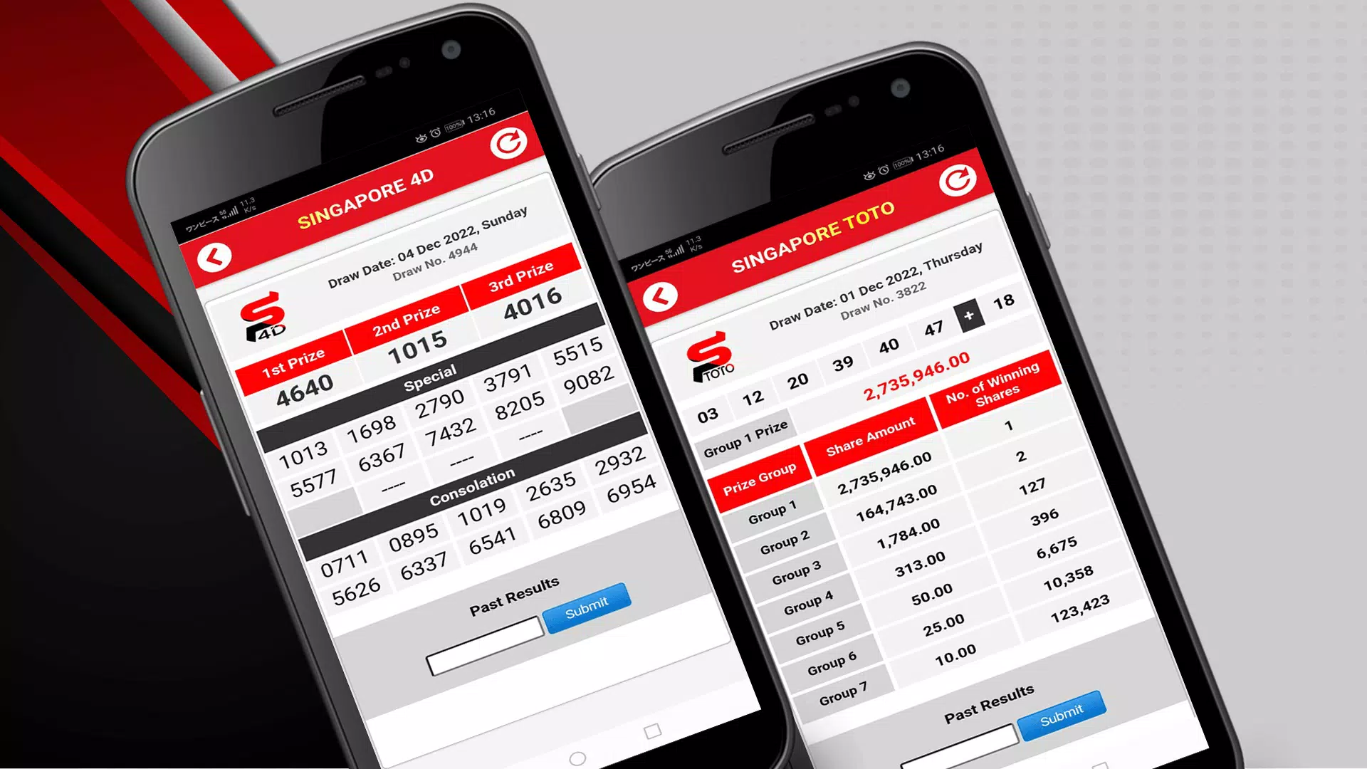 Live 4D Results Screenshots