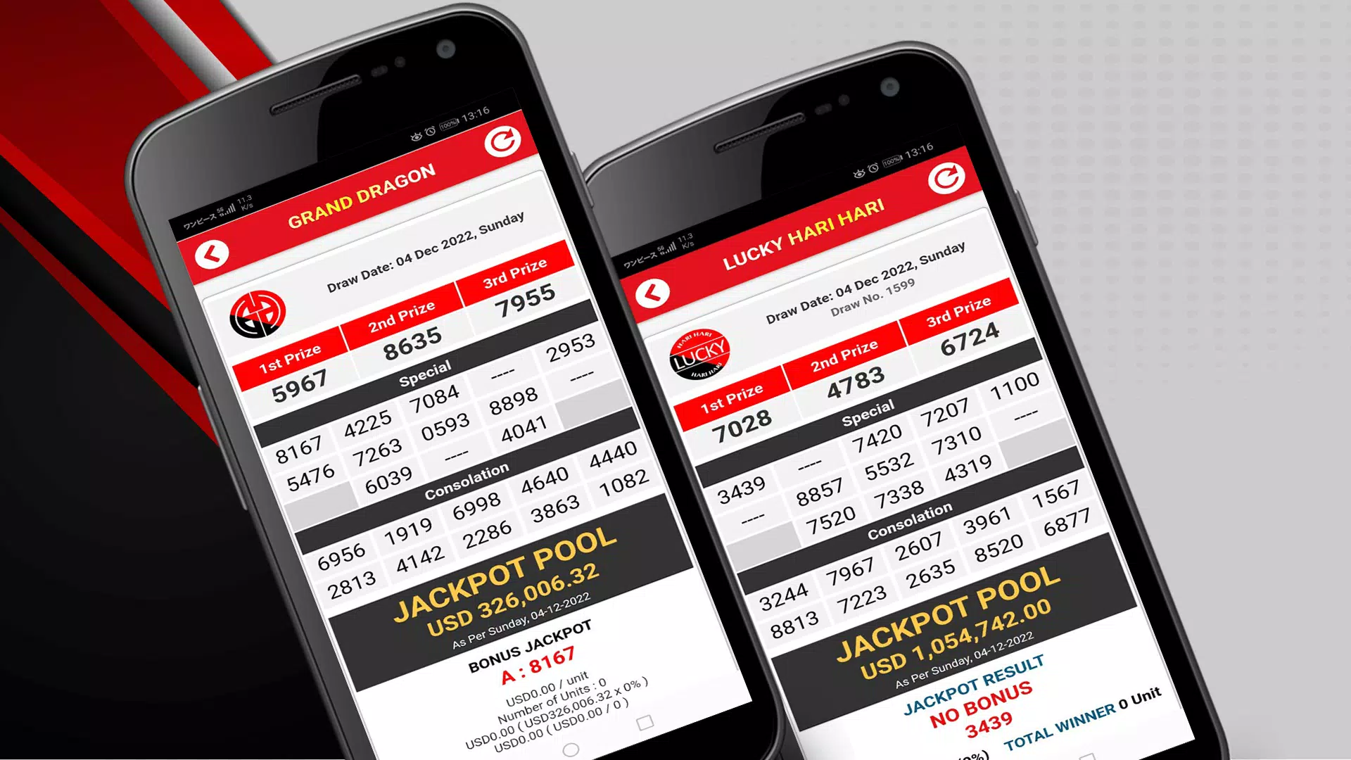 Live 4D Results Screenshots