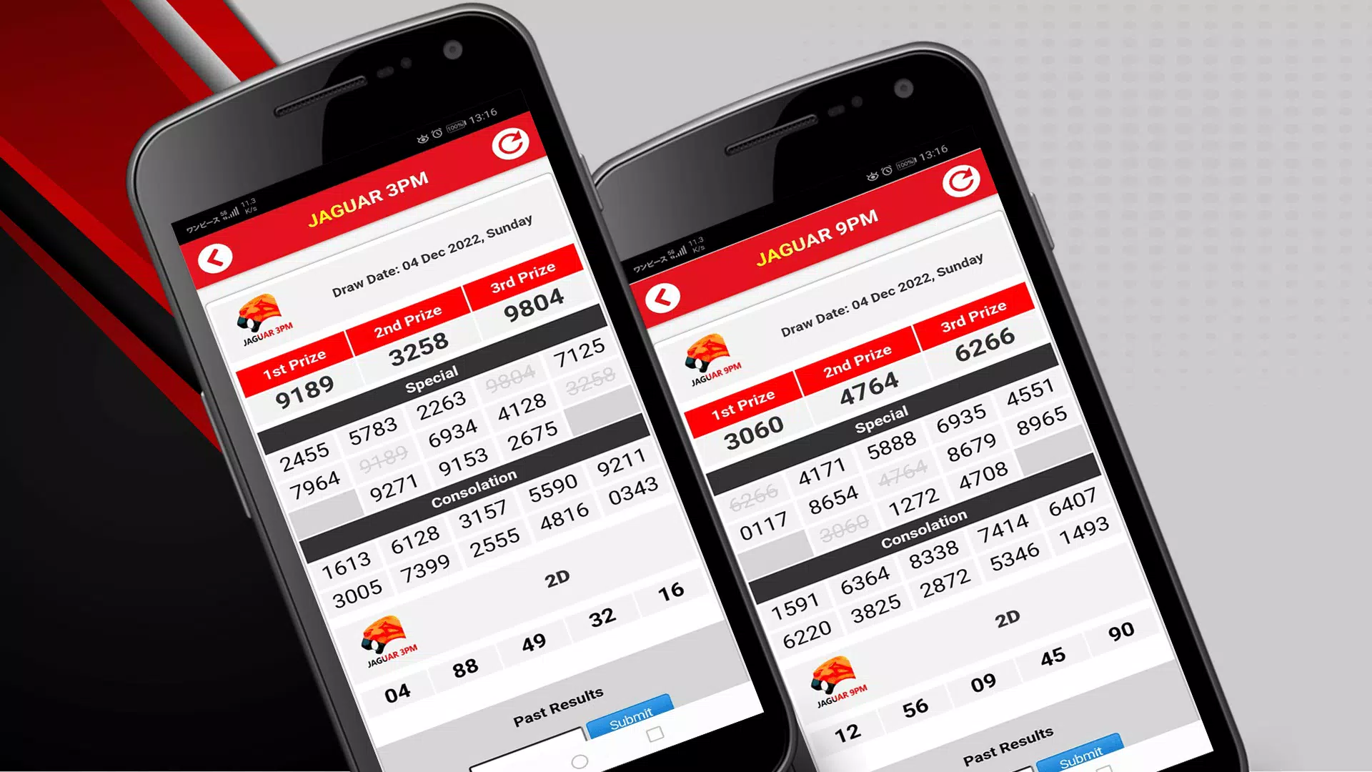 Live 4D Results Screenshots