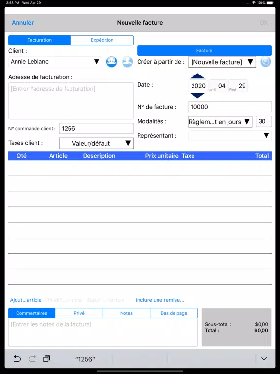 Express Invoice Français 2023 iPad Screenshots