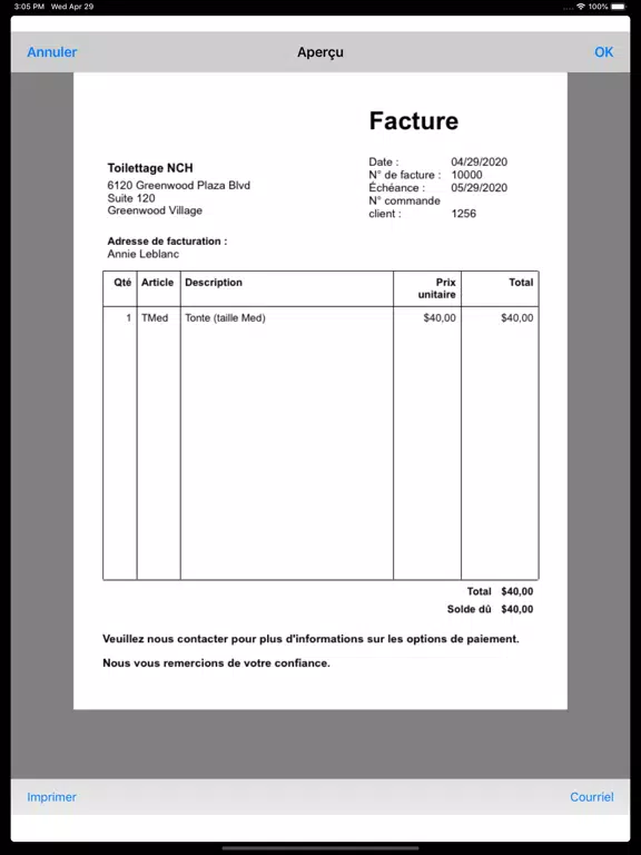 Express Invoice Français 2023 iPad Screenshots