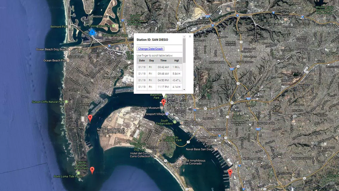 San Diego Tide Chart Screenshots