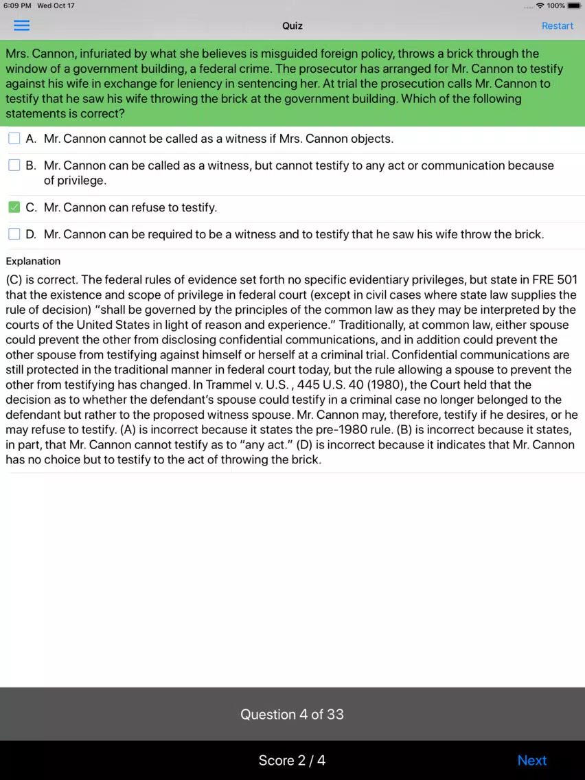 Evidence: Supreme Bar Review iPad Screenshots