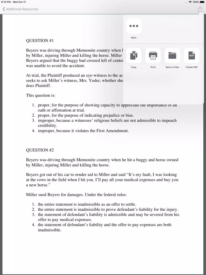 Evidence: Supreme Bar Review iPad Screenshots