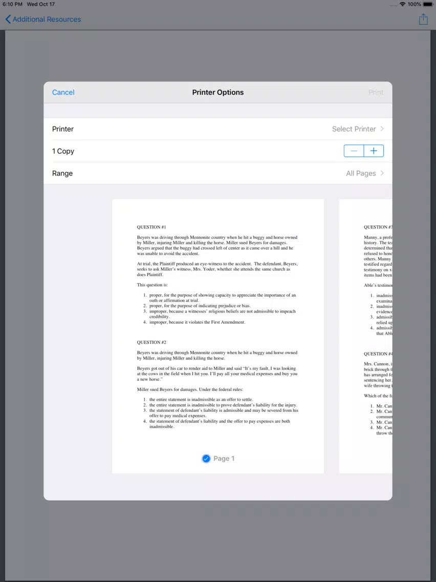 Evidence: Supreme Bar Review iPad Screenshots