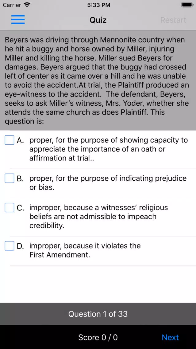 Evidence: Supreme Bar Review Screenshots