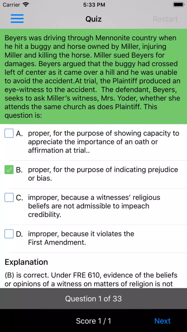 Evidence: Supreme Bar Review Screenshots
