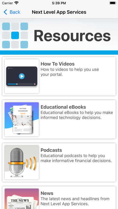 Capturas de tela do Next Level App Services