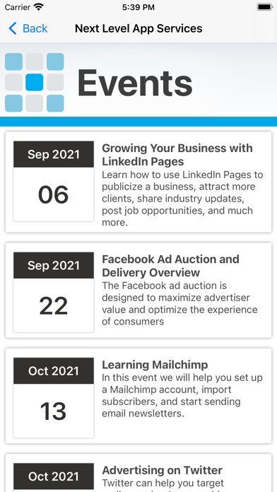 Capturas de tela do Next Level App Services