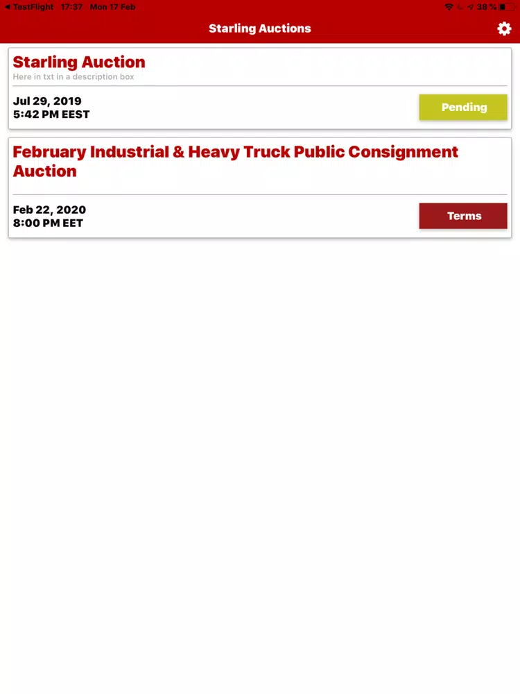 Starling Auctions iPad Screenshots