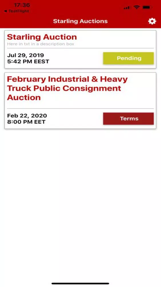 Starling Auctions Screenshots