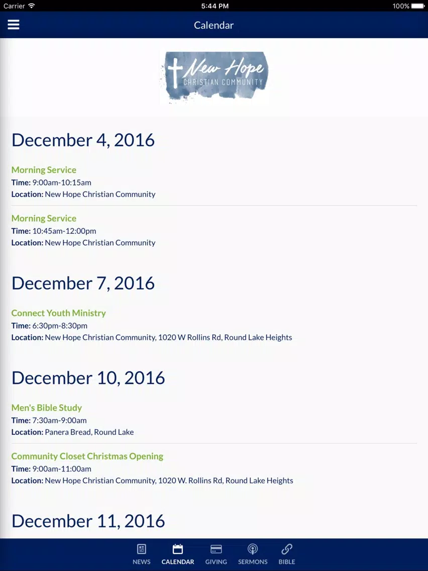 New Hope Round Lake - Round Lake Heights, IL iPad Screenshots