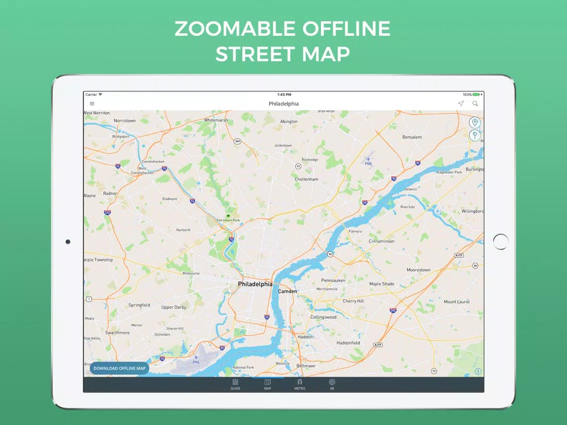 Philadelphia Travel Guide with Maps iPad Screenshots