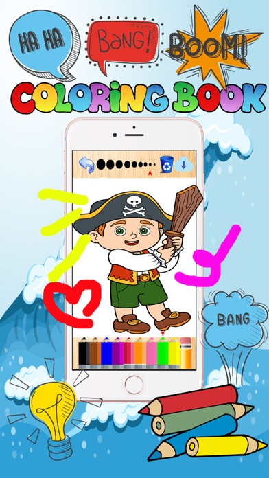 Free pirate games finger painting kid-coloringbook Screenshots