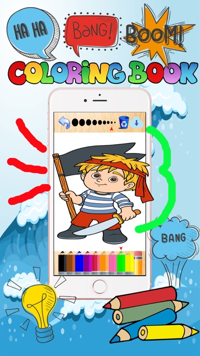 Free pirate games finger painting kid-coloringbook Screenshots