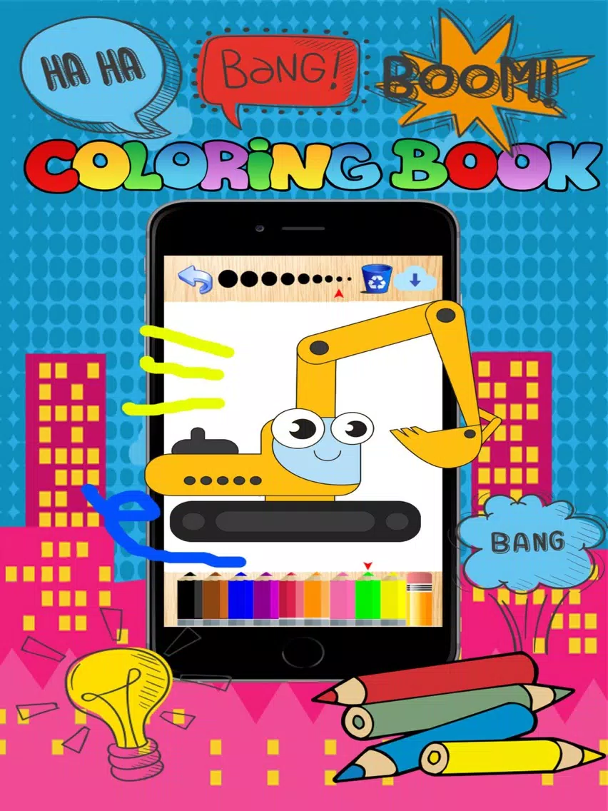 Vehicle coloring book free crayon game for toddler iPad 应用截图