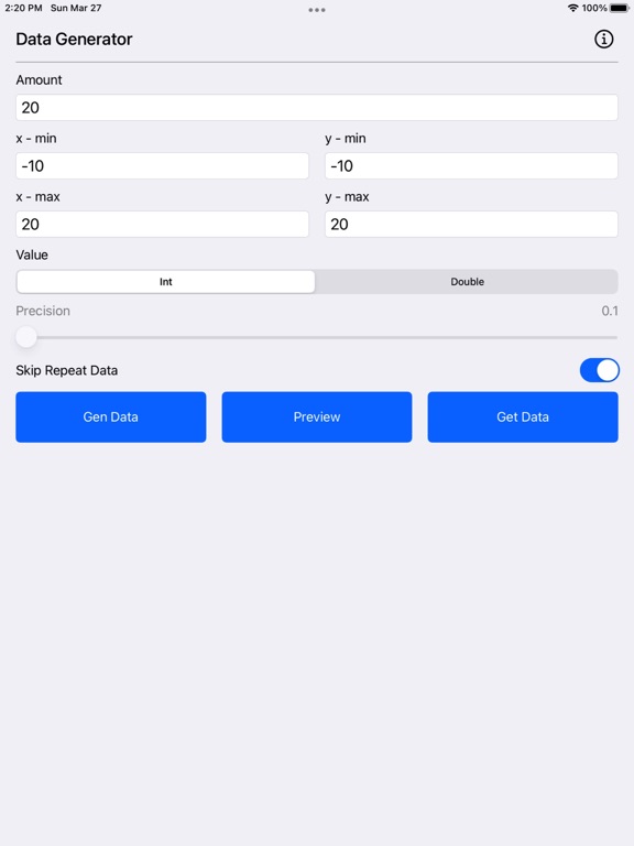 Data Generator Plus iPad Screenshots