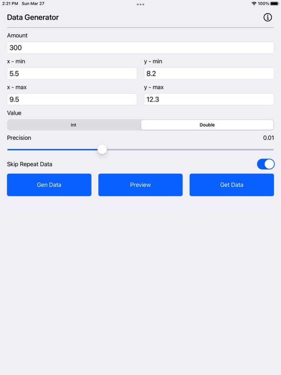 Data Generator Plus iPad Screenshots