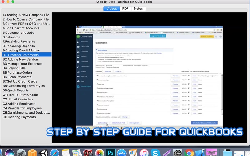 Step by Step Tutorials for Quickbooks Screenshots