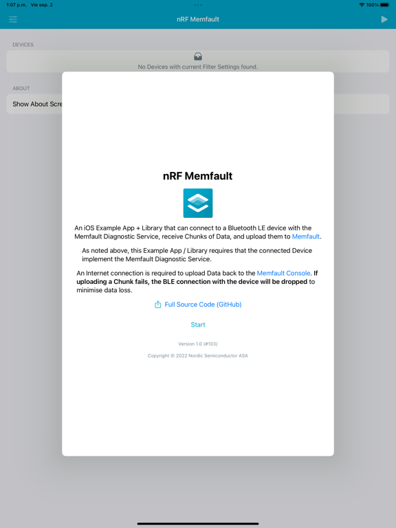 nRF Memfault iPad Screenshots