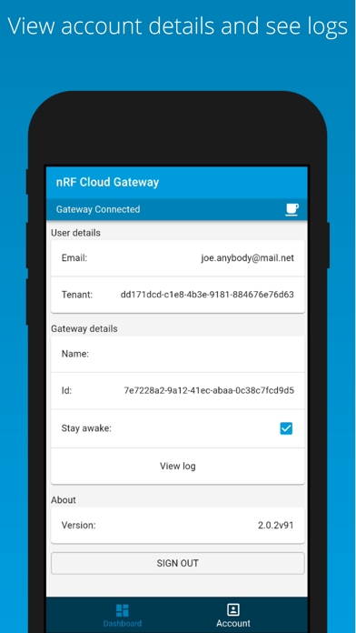 nRF Cloud Gateway Screenshots
