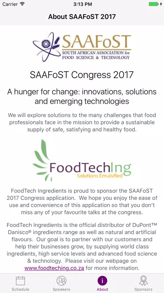 SAAFoST 2017 Congress Screenshots