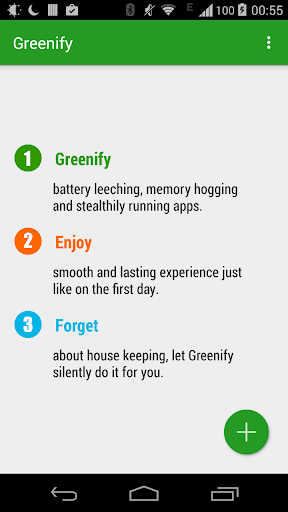 Tangkapan skrin Greenify