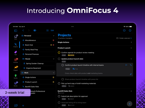 OmniFocus 4 iPad Screenshots