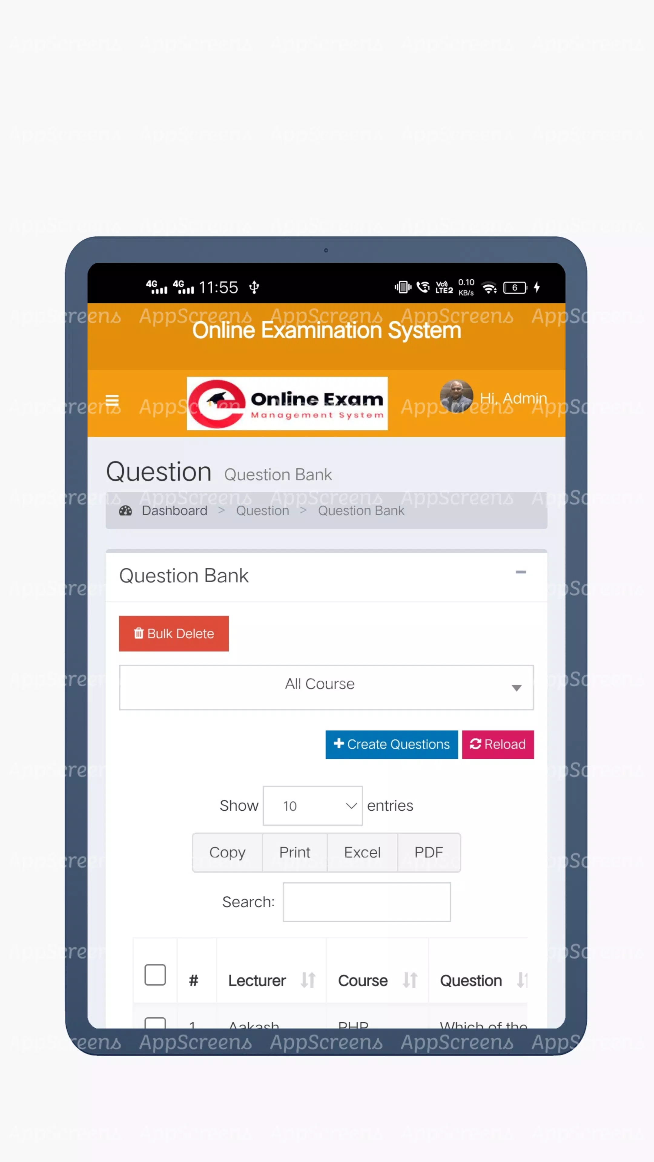 Online Examination Software Screenshots