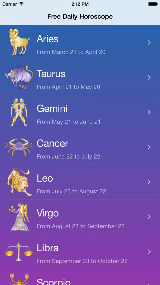 Capturas de tela do Free Daily Horoscope