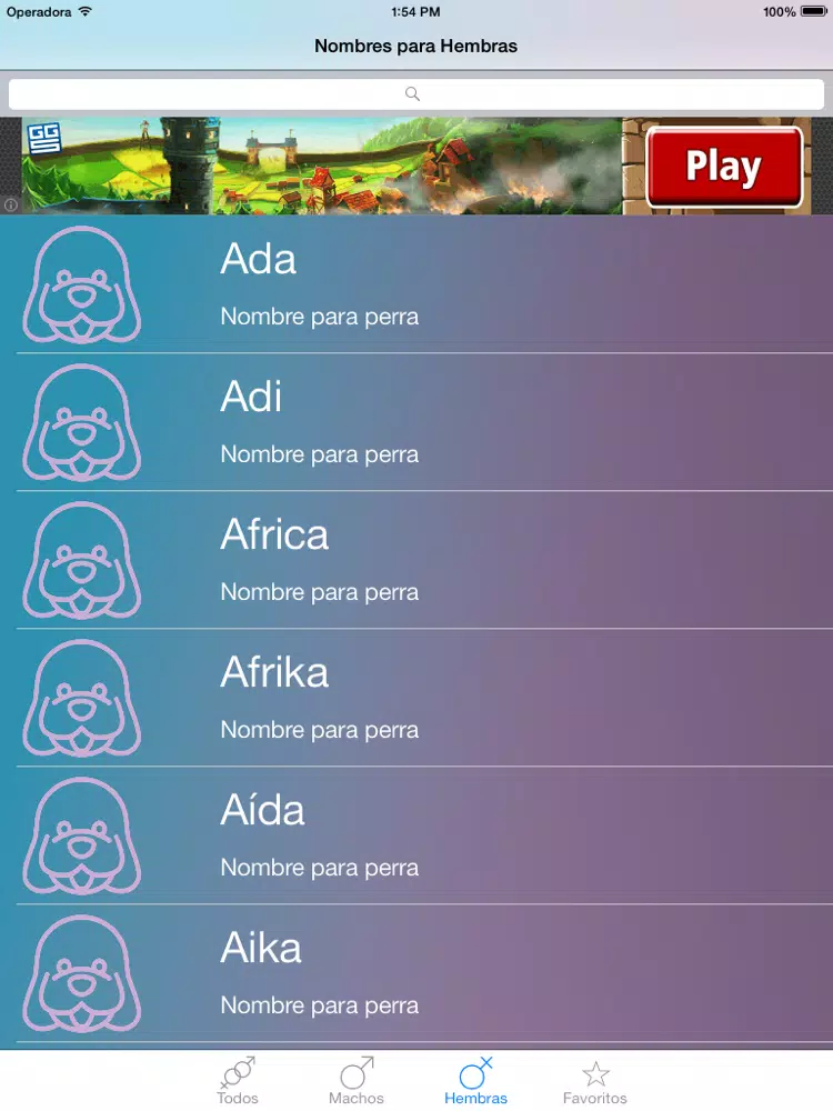 ภาพหน้าจอของ Nombres para Perros Gratis iPad