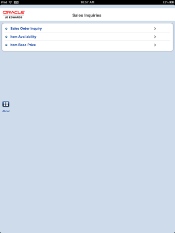 JD Edwards EnterpriseOne Mobile Applications iPad Screenshots