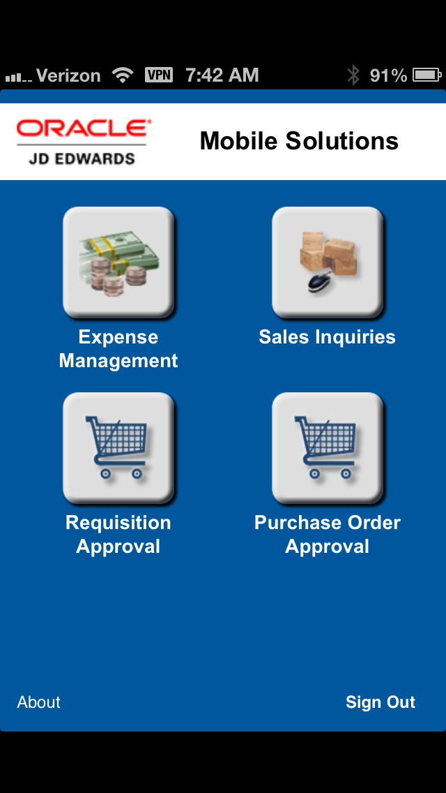 JD Edwards EnterpriseOne Mobile Applications Screenshots