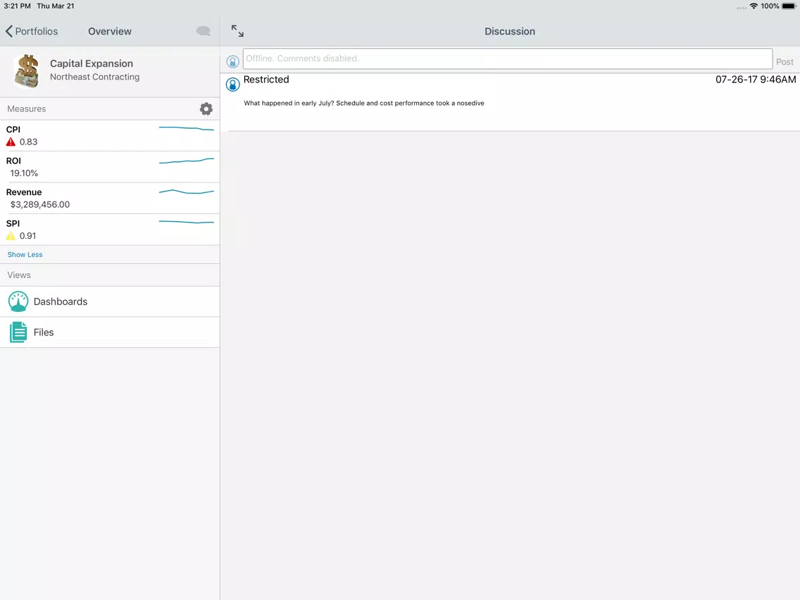 Oracle Primavera Portfolios iPad Screenshots
