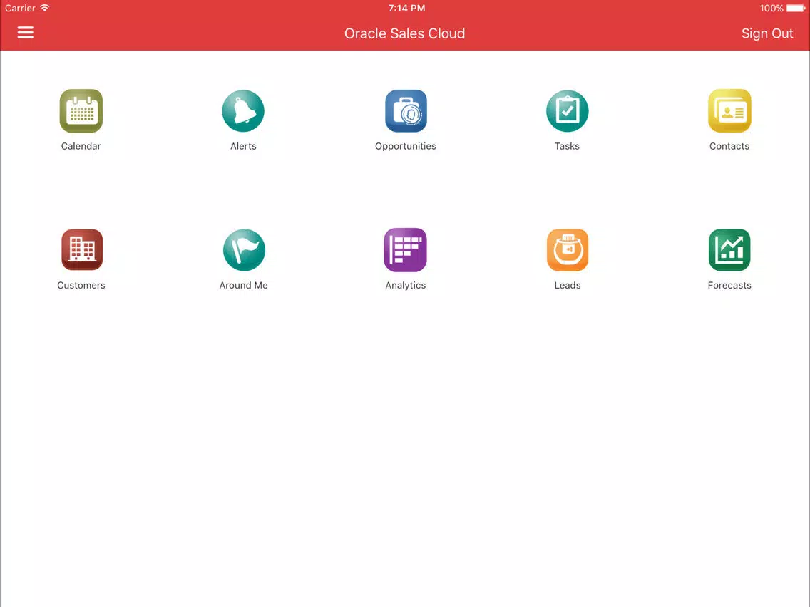 Oracle Sales Cloud Mobile iPad Screenshots