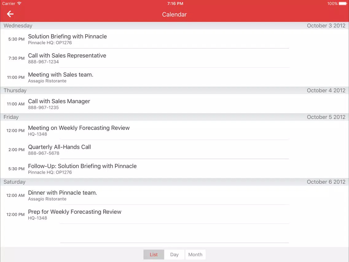Oracle Sales Cloud Mobile iPad Screenshots