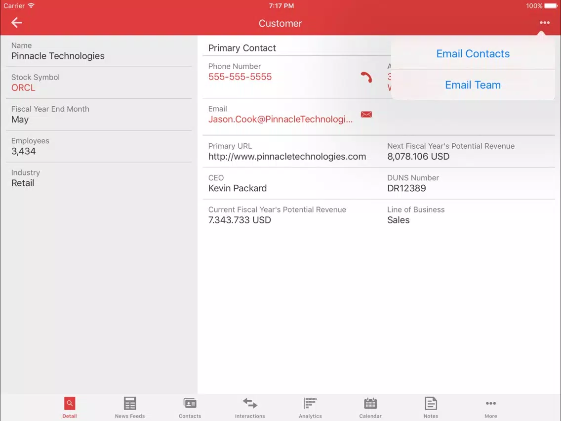 Oracle Sales Cloud Mobile iPad Screenshots
