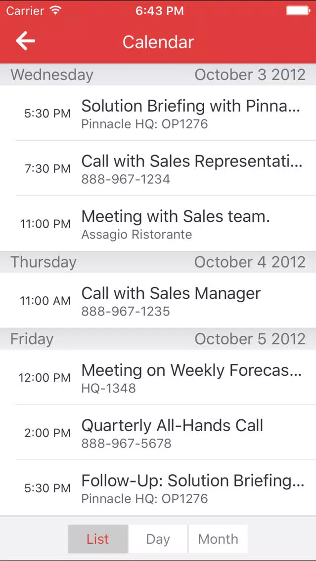 Oracle Sales Cloud Mobile Screenshots