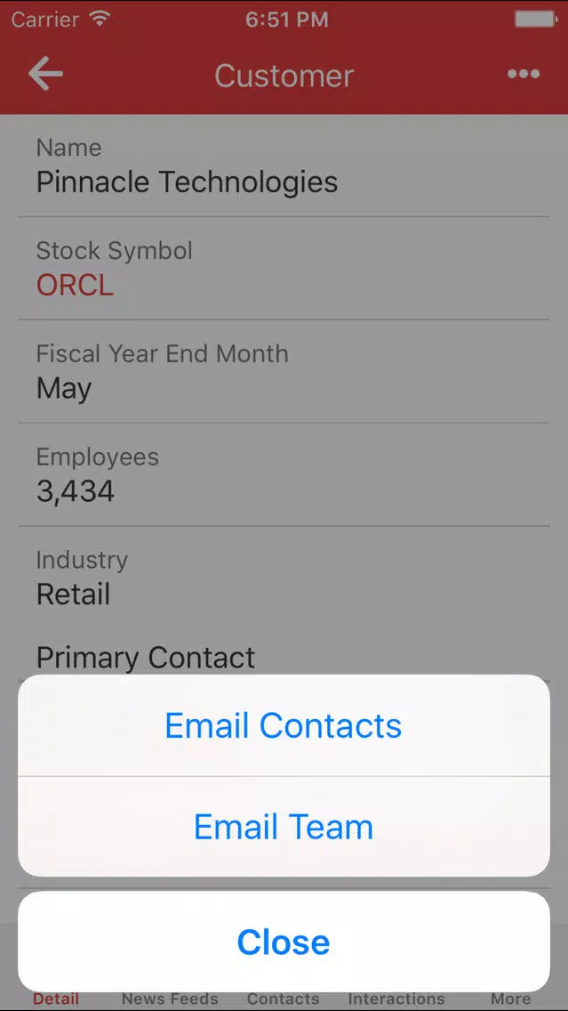 Oracle Sales Cloud Mobile Screenshots