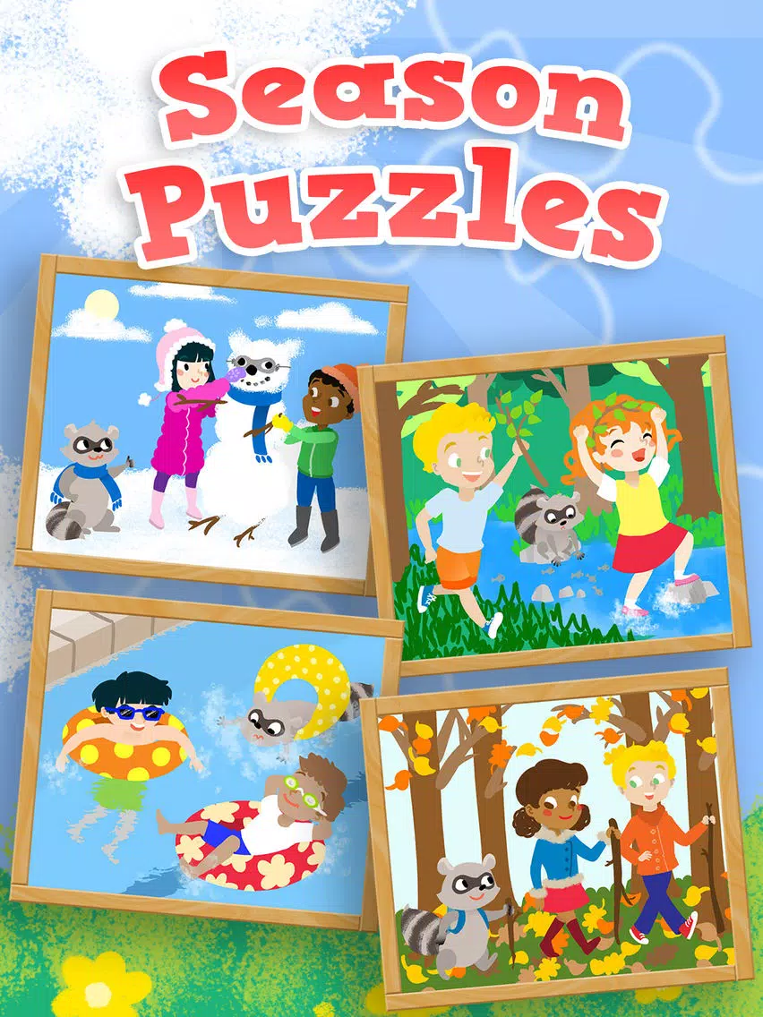 Kids Season Puzzles: Animated Spring, Summer, Fall and Winter Wooden Jigsaw Puzzle Games for Toddler and Preschool Boys and Girls - Education Edition iPad Screenshots