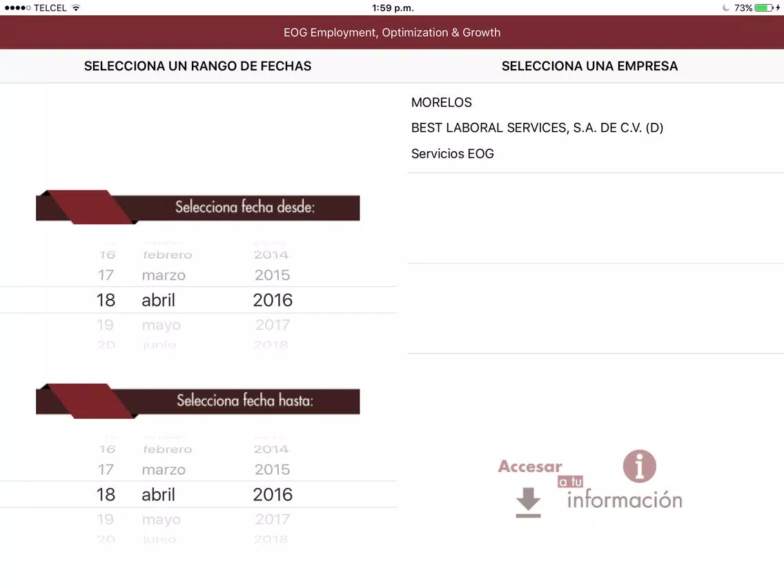 EOG Acceso a Clientes iPad Screenshots