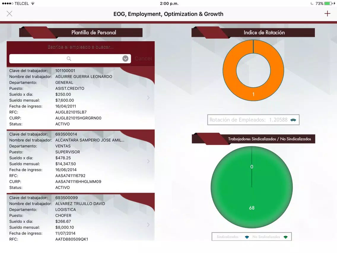 EOG Acceso a Clientes iPad Screenshots