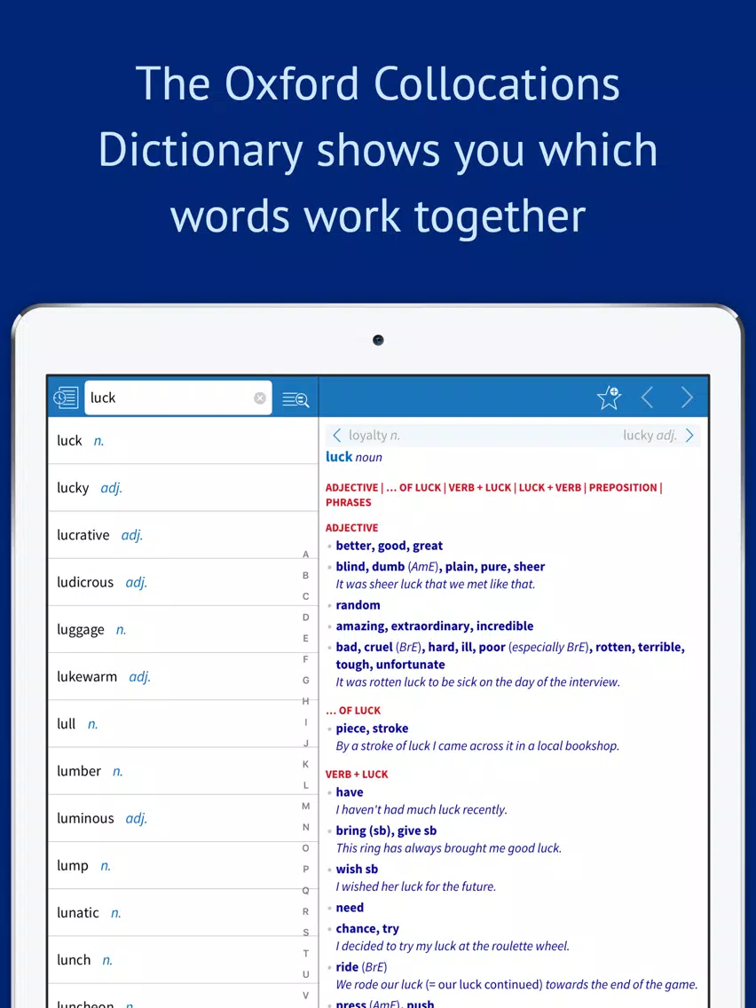Oxford Collocations Dictionary iPad Screenshots