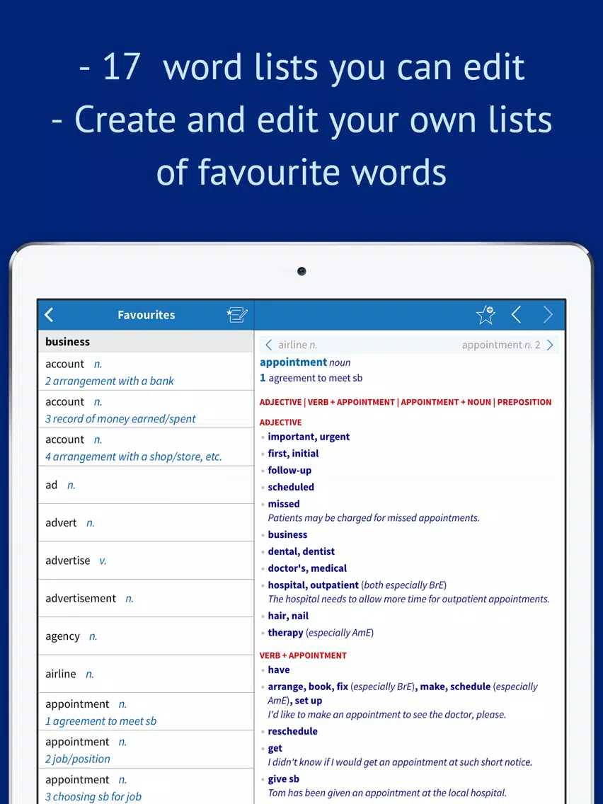 Oxford Collocations Dictionary iPad Screenshots