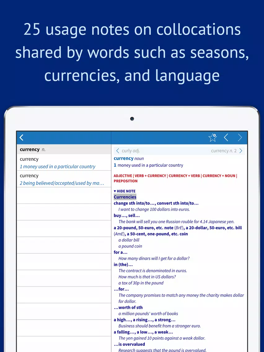 Oxford Collocations Dictionary iPad Screenshots