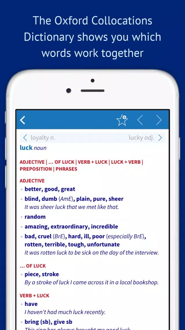 Oxford Collocations Dictionary Screenshots