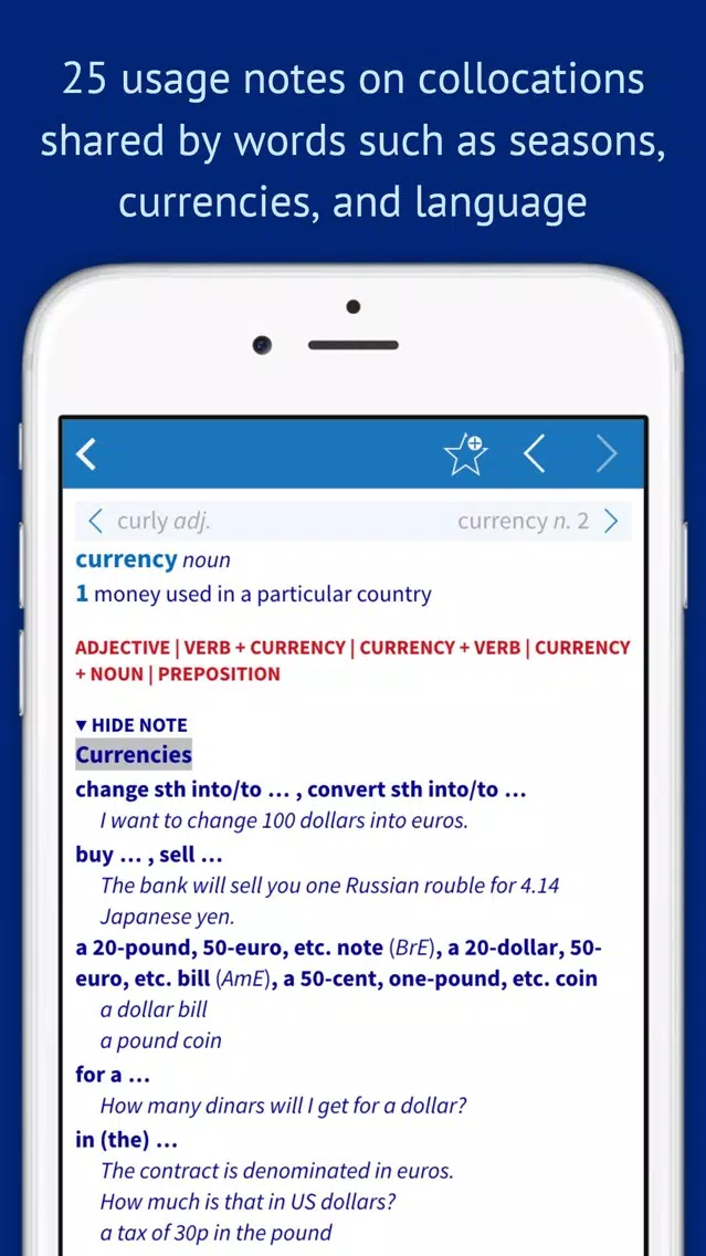 Oxford Collocations Dictionary Screenshots