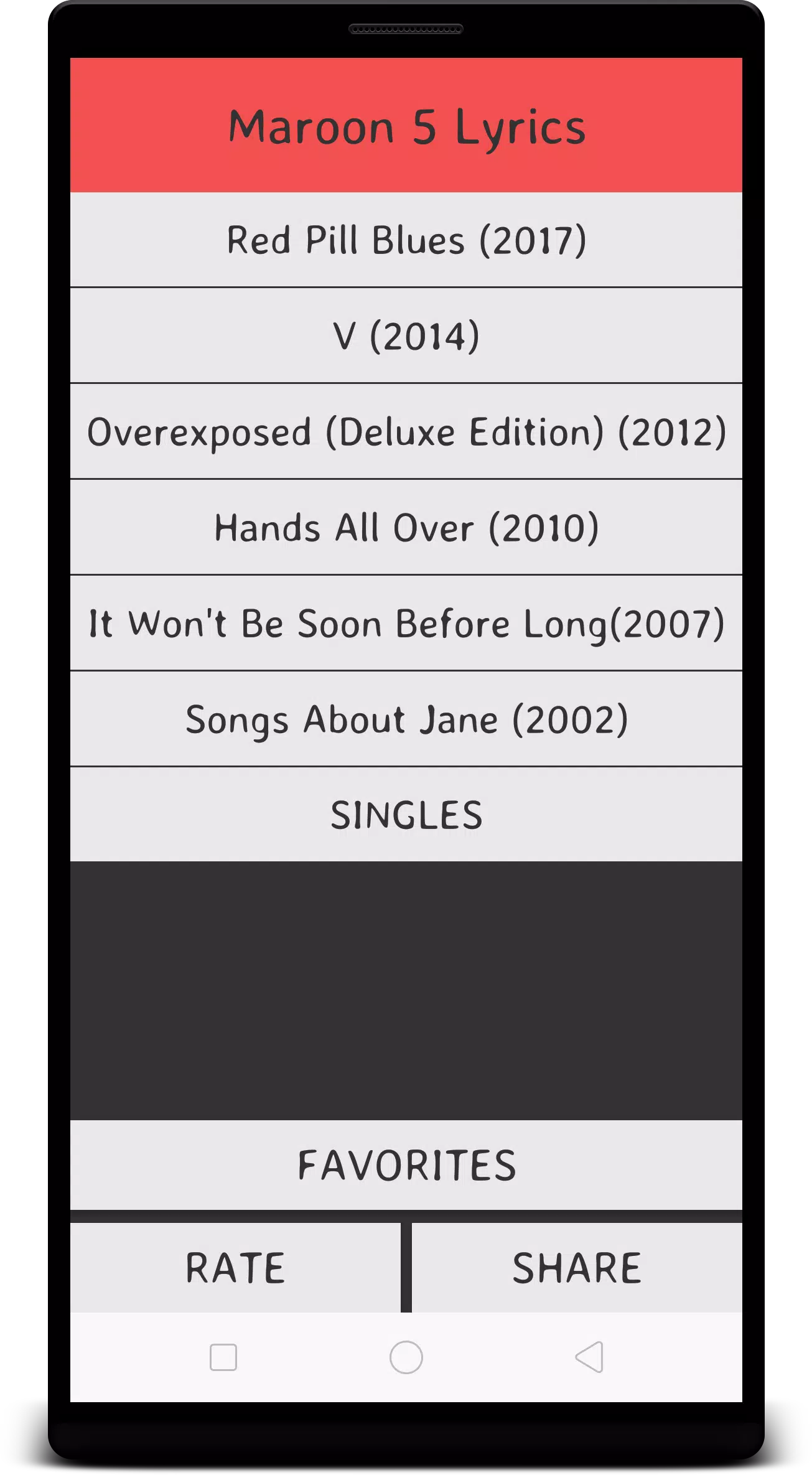 Maroon 5 Lyrics Screenshots